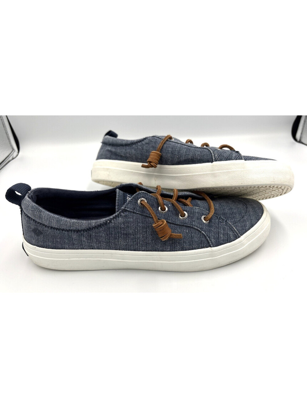 Sperry Pier Wave LTT Sneakers Denim Navy Barrel Laces Women’s 8.5